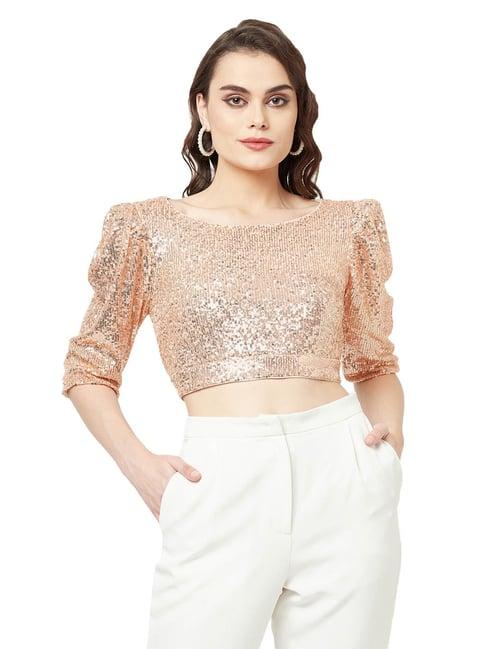 attic salt peach embellished crop top