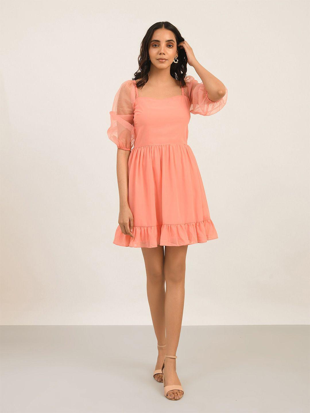 attic salt puff sleeves fit & flare mini dress