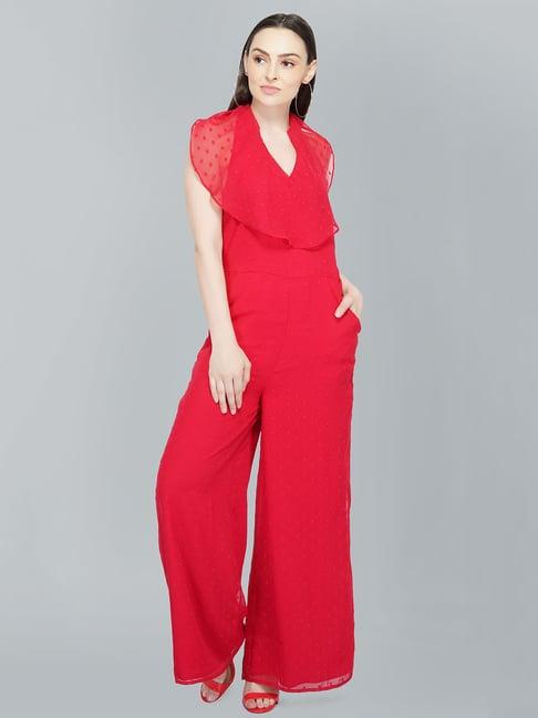 attic salt red self design jumpsuit