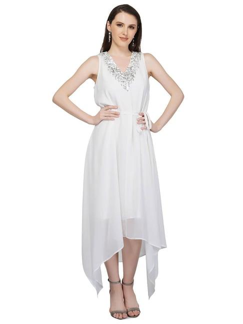 attic salt white embellished dress