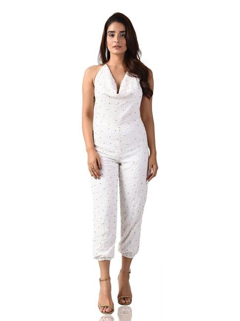 attic salt white embellished jumpsuit