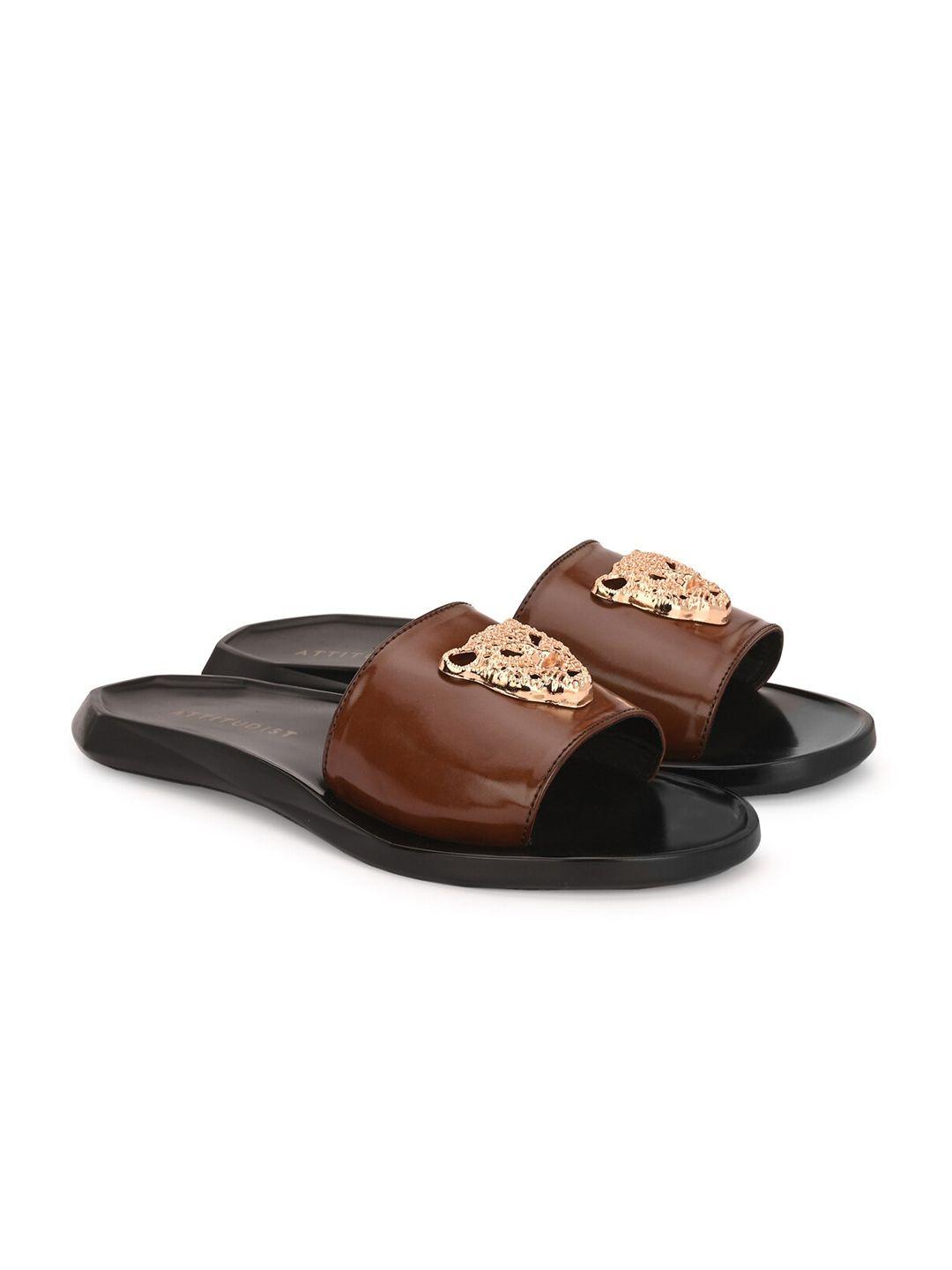 attitudist men brown & black sliders