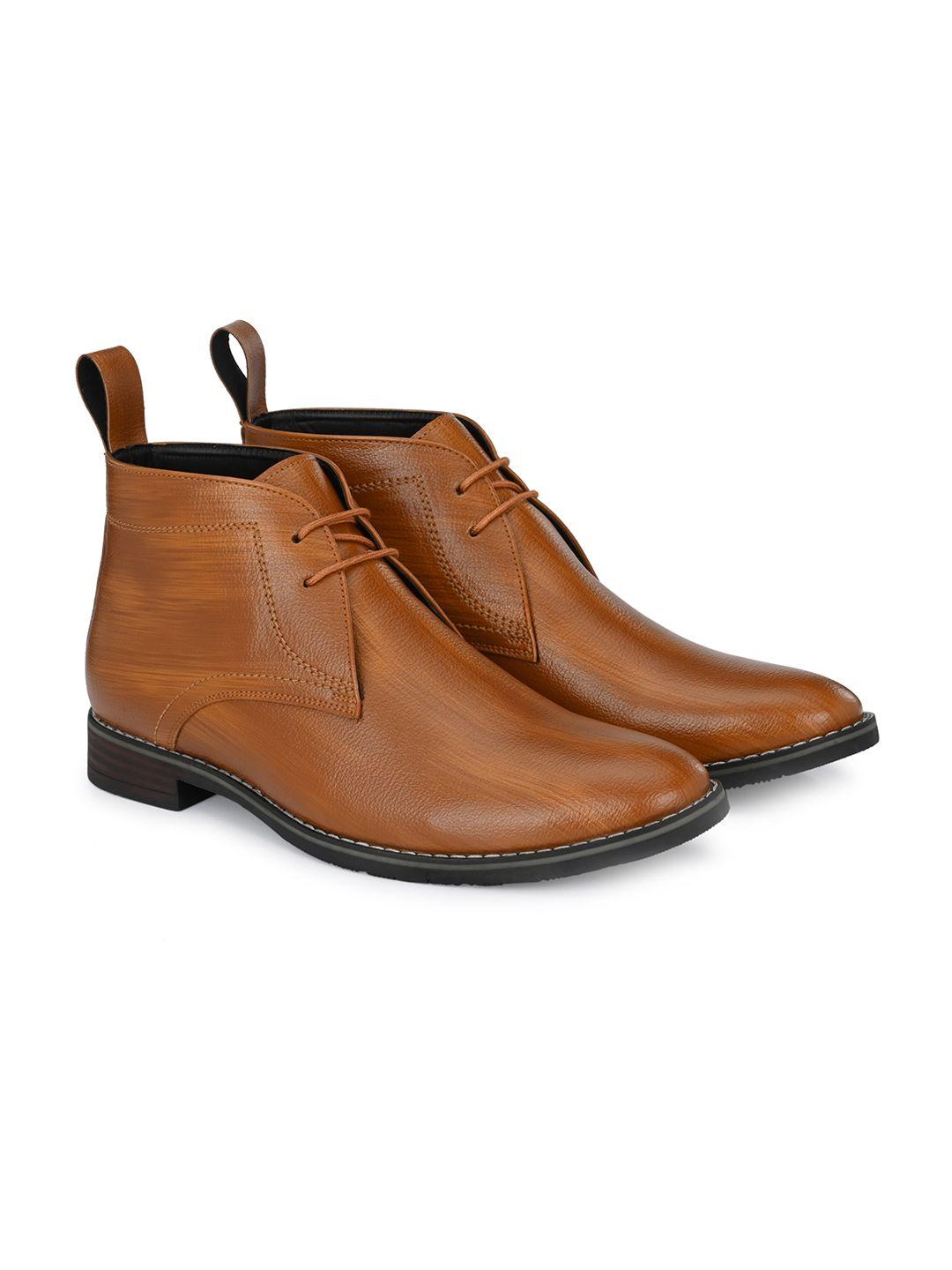 attitudist men mid top textured leather regular boots