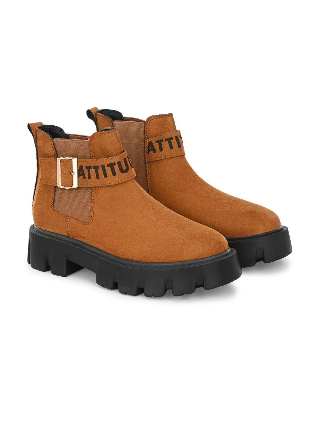 attitudist men platform-heeled buckled anti-skid durable chelsea boots
