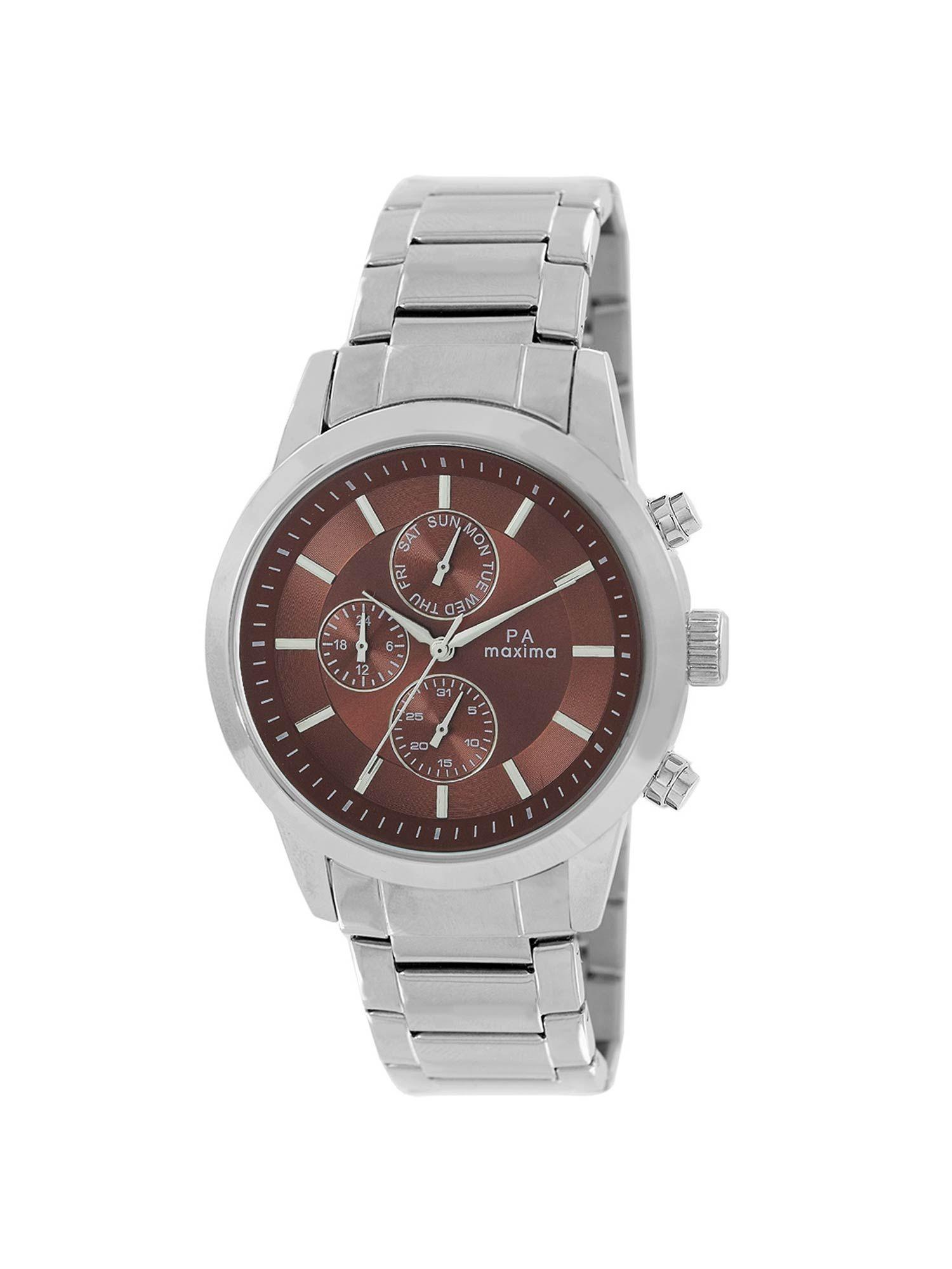 attivo analog watch for men in brown dial color