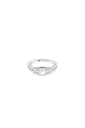 attract trilogy ring round cut white silver-tone finish
