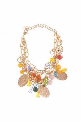 attractive gold plated bracelet with colorful beads & pendants