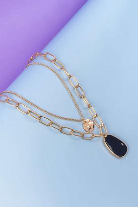 attractive 2 layered chain necklace with fashionable pendants