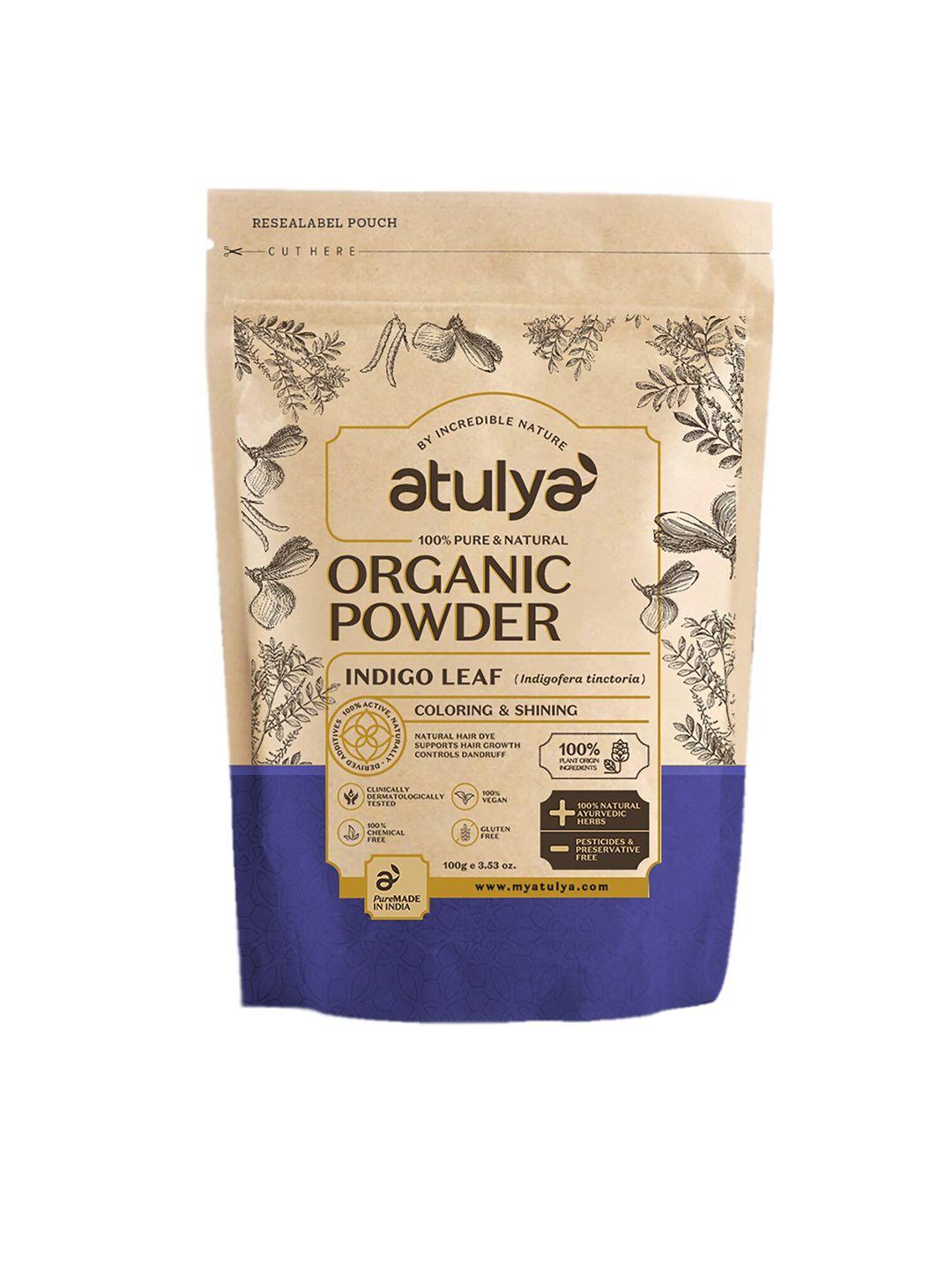 atulya 100% pure & natural indigo leaf organic powder for coloring & shine - 100 g