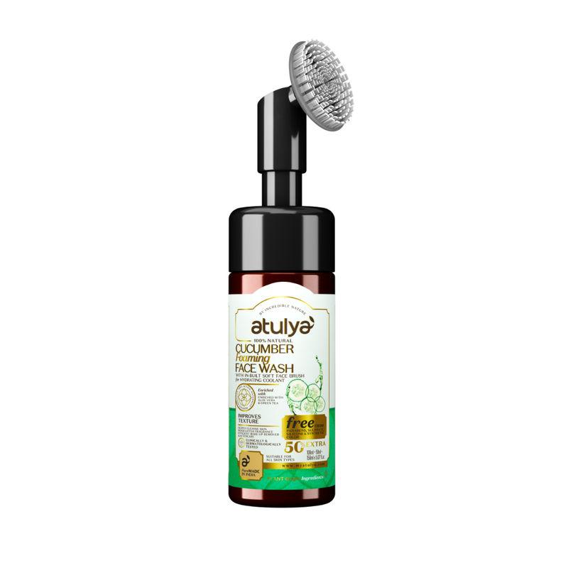 atulya 100% natural cucumber foaming face wash with in-built soft face brush