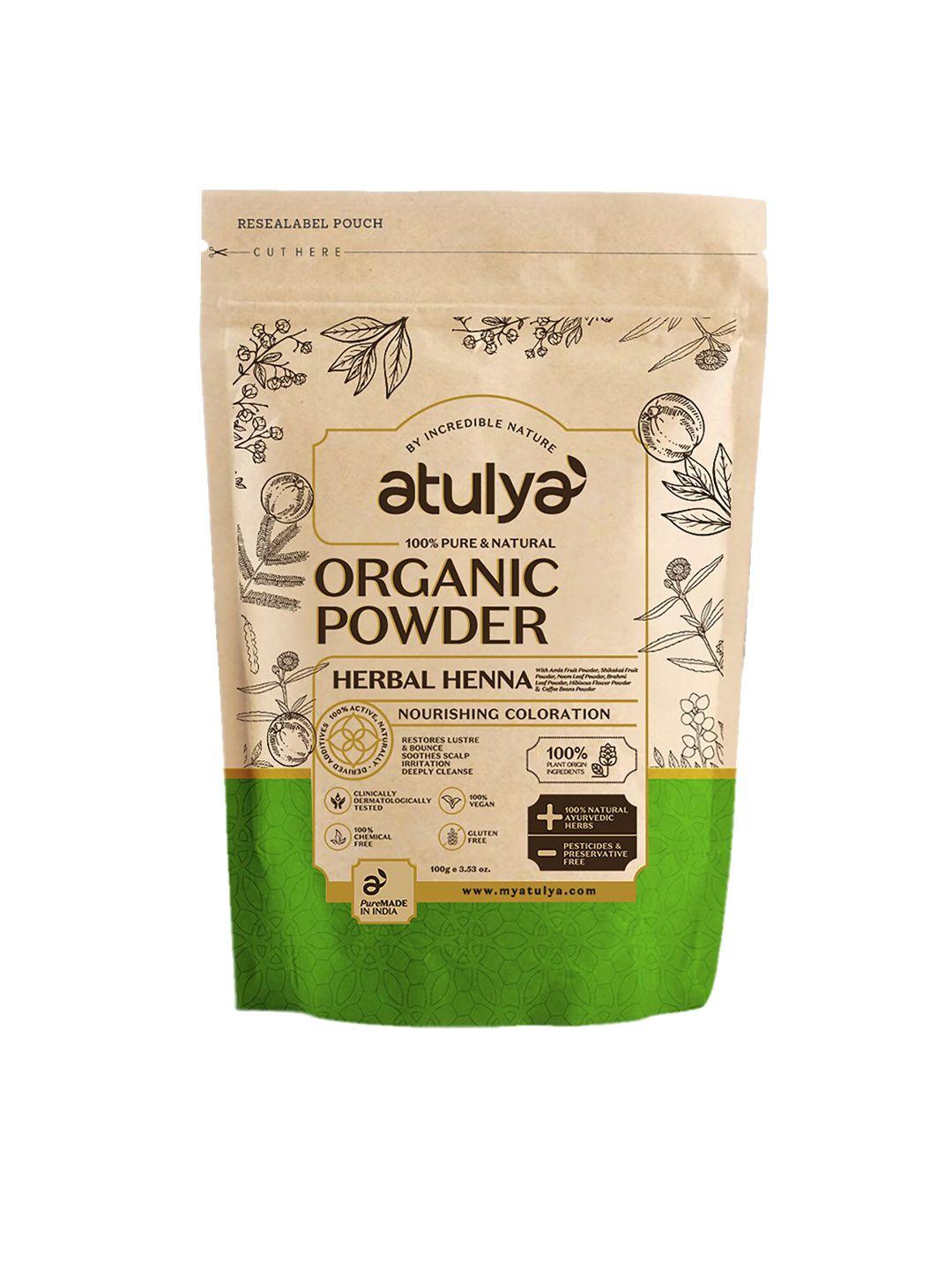 atulya 100% pure & natural herbal henna powder for nourishing colorant - 100 g