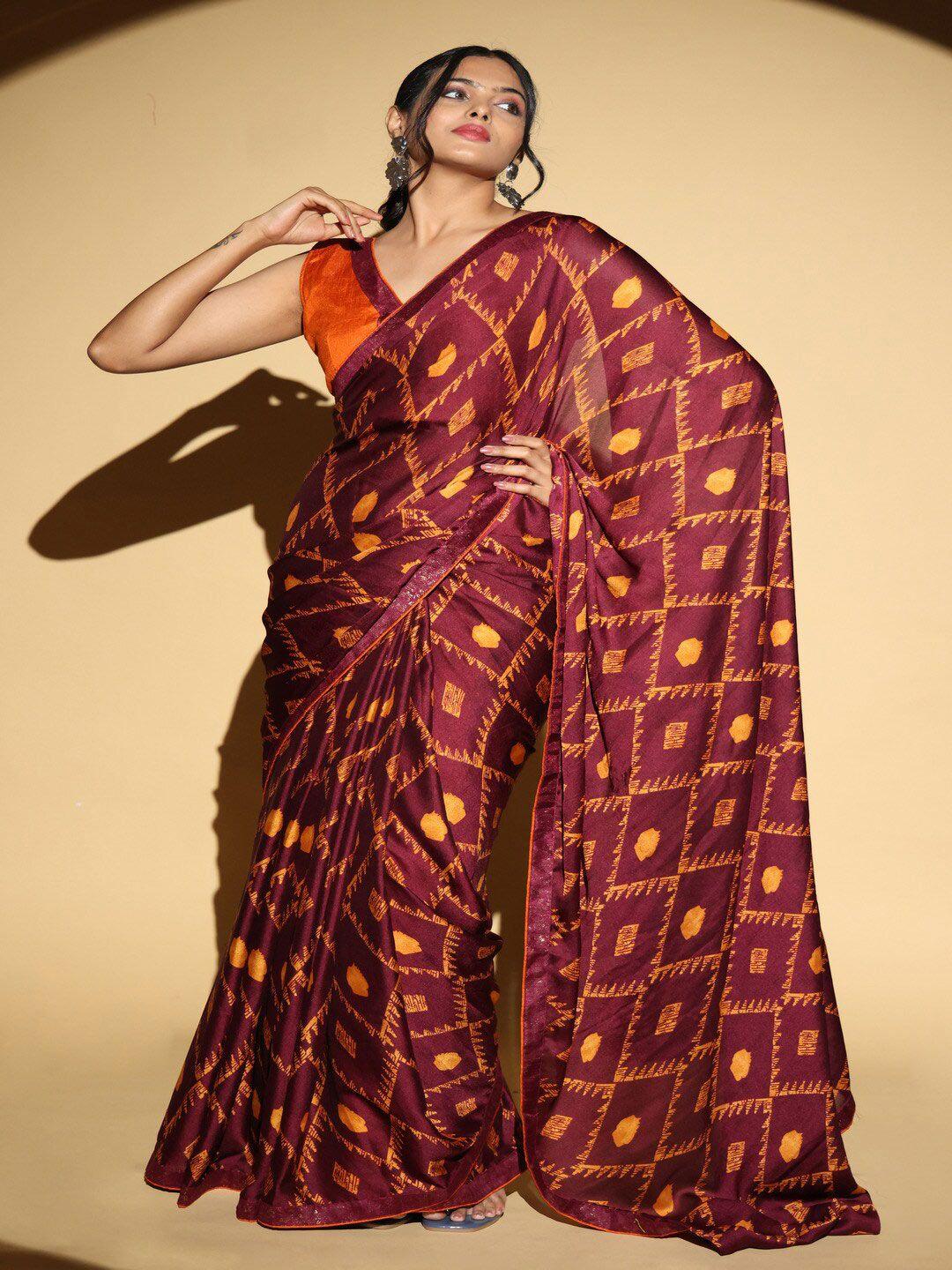 atulyam tex world geometric printed zari saree