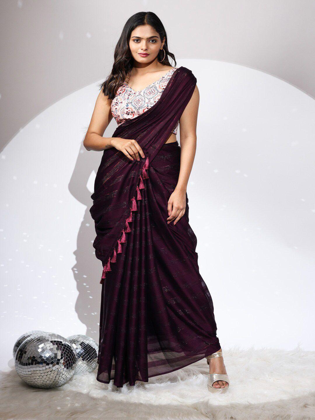 atulyam tex world striped art silk saree with tassel border