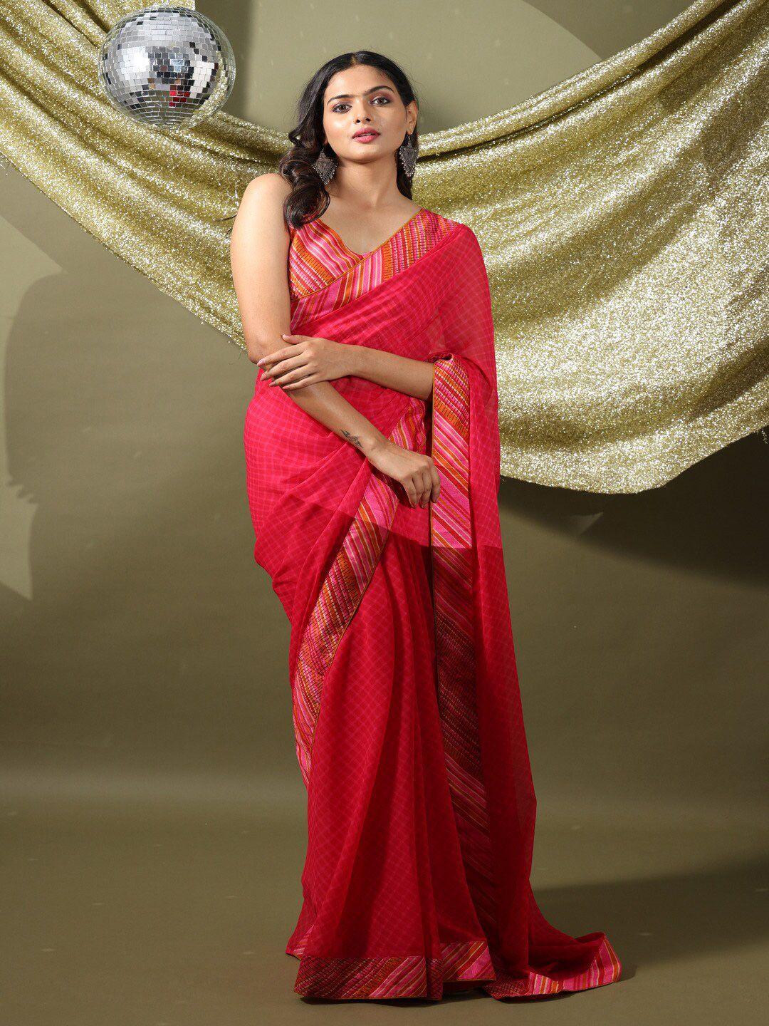 atulyam tex world checked poly georgette saree