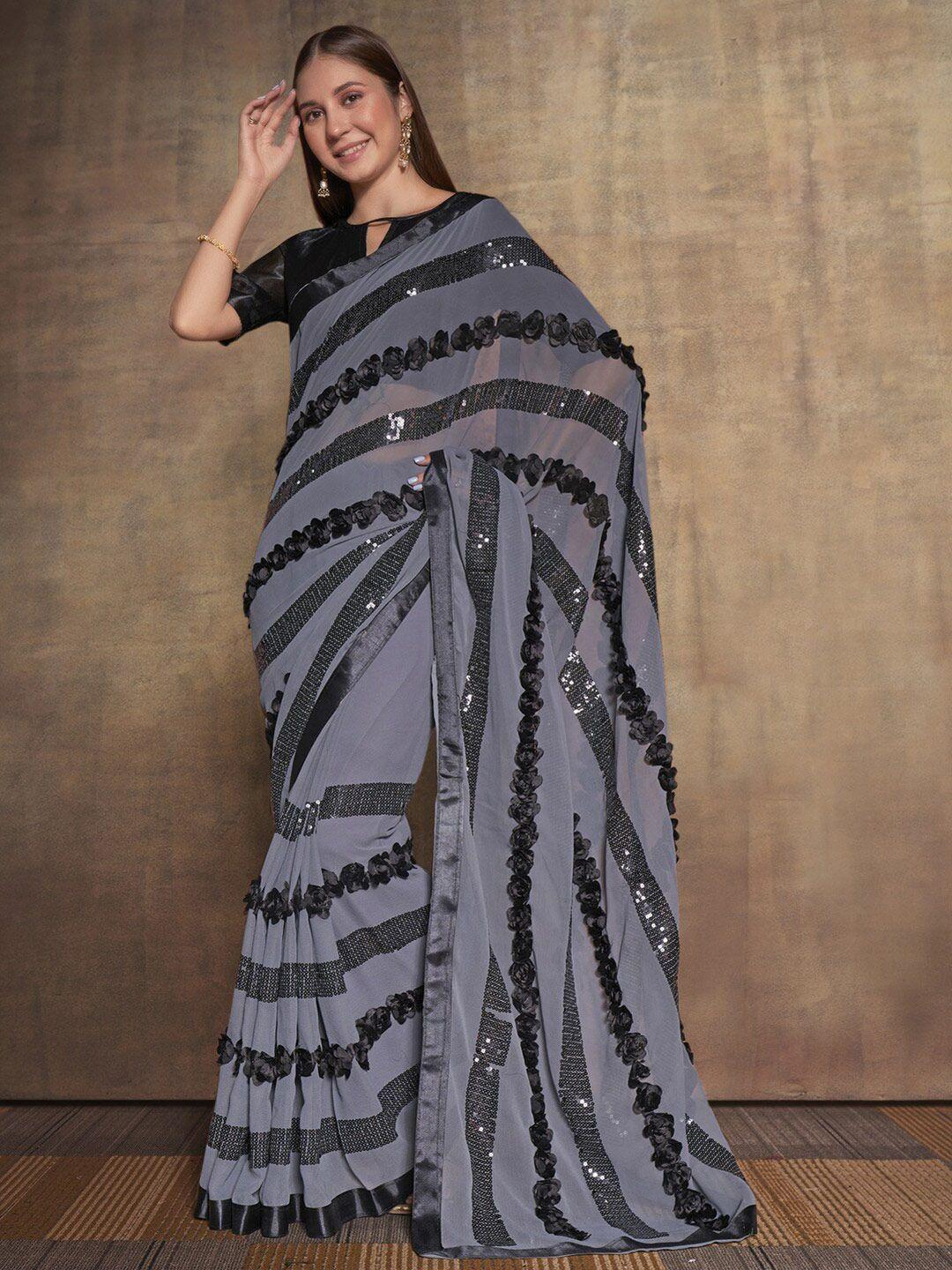 atulyam tex world embellished sequinned saree