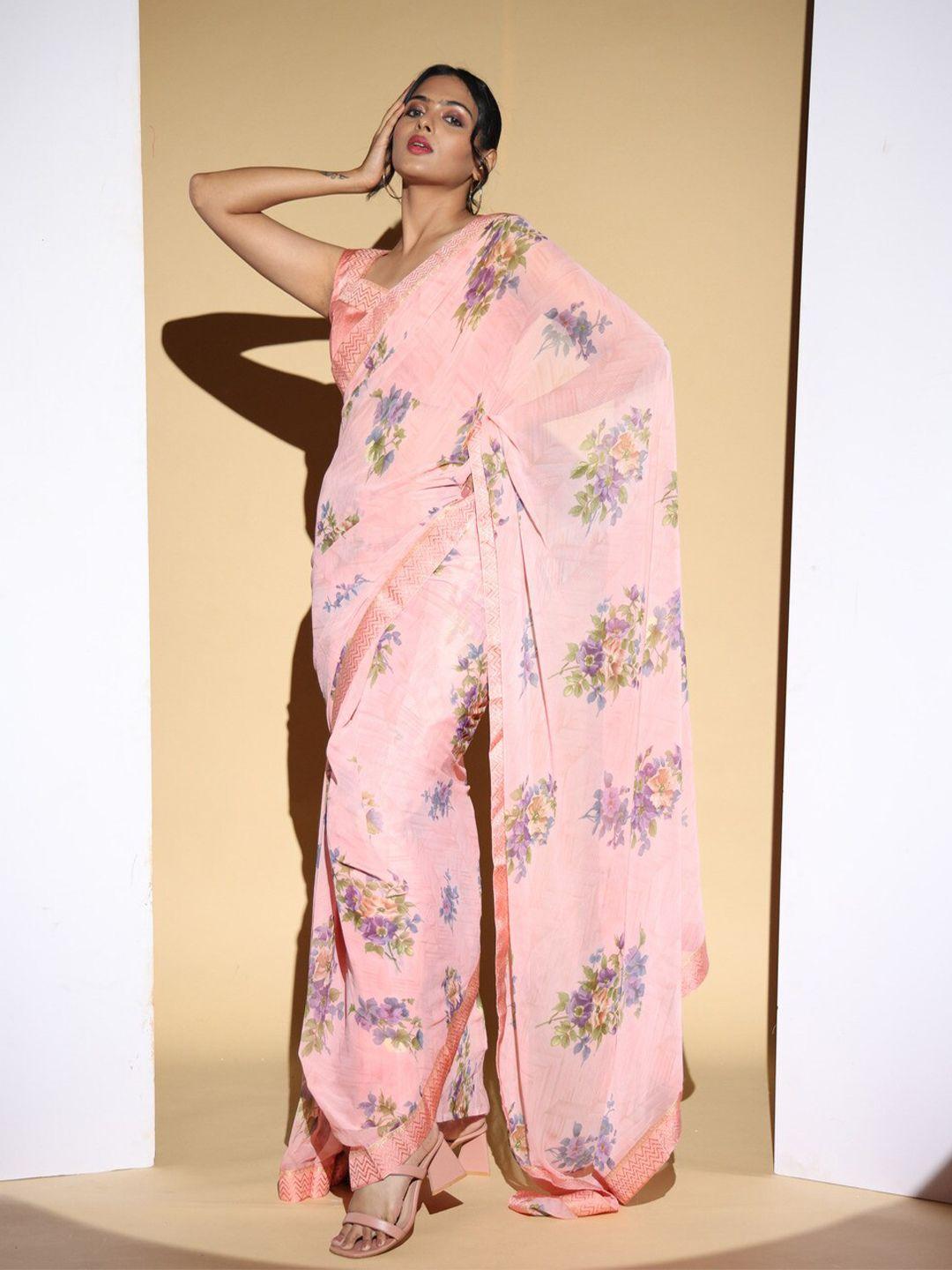 atulyam tex world floral printed poly georgette saree