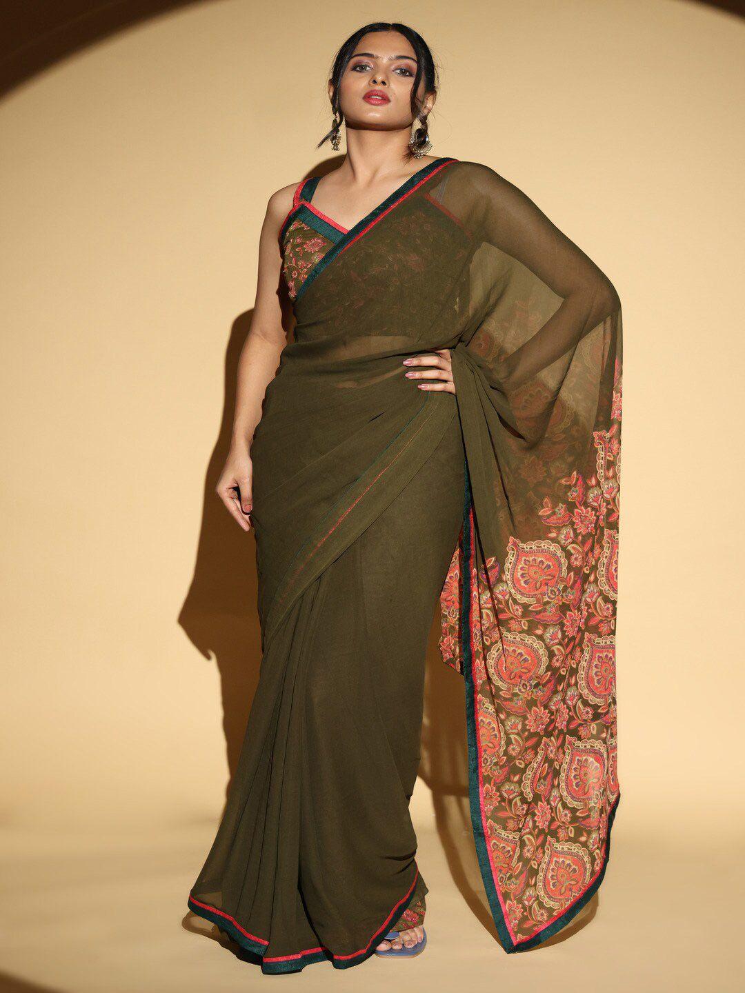 atulyam tex world floral printed poly georgette saree