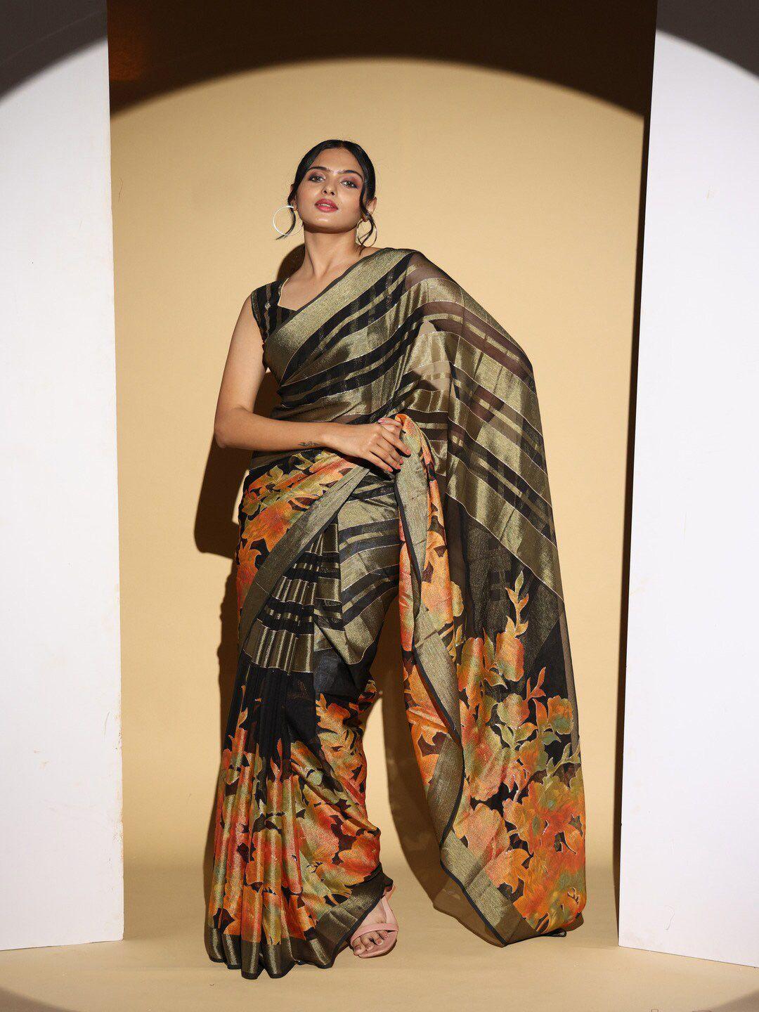 atulyam tex world floral printed poly georgette saree