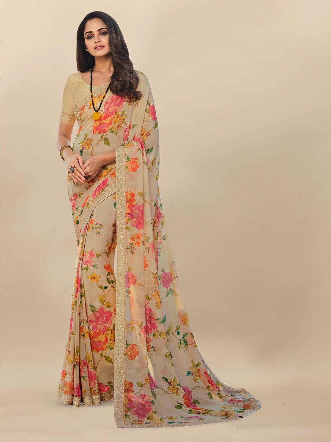 atulyam tex world floral sequinned poly georgette saree