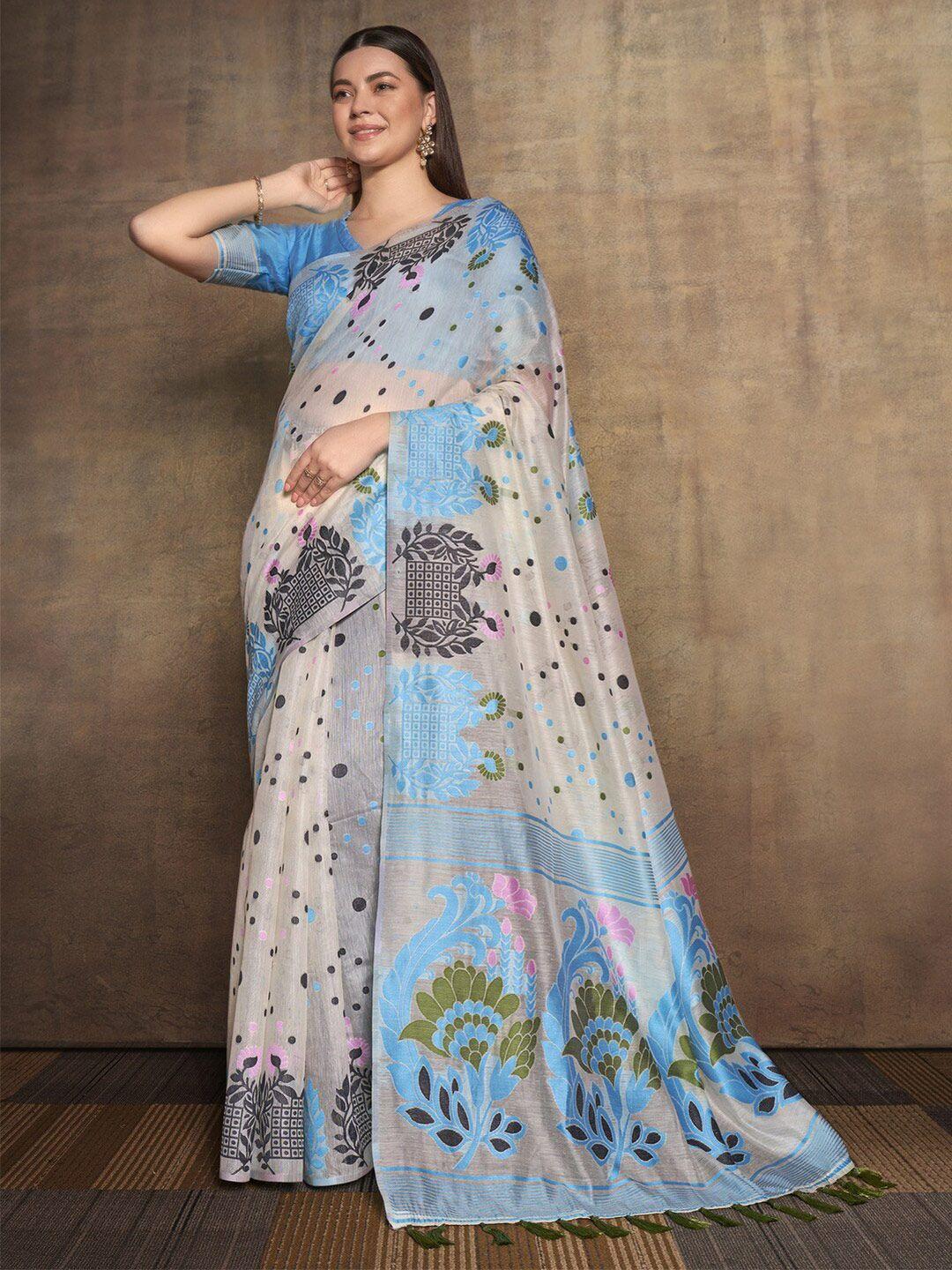 atulyam tex world polka dots woven design silk cotton jamdani saree