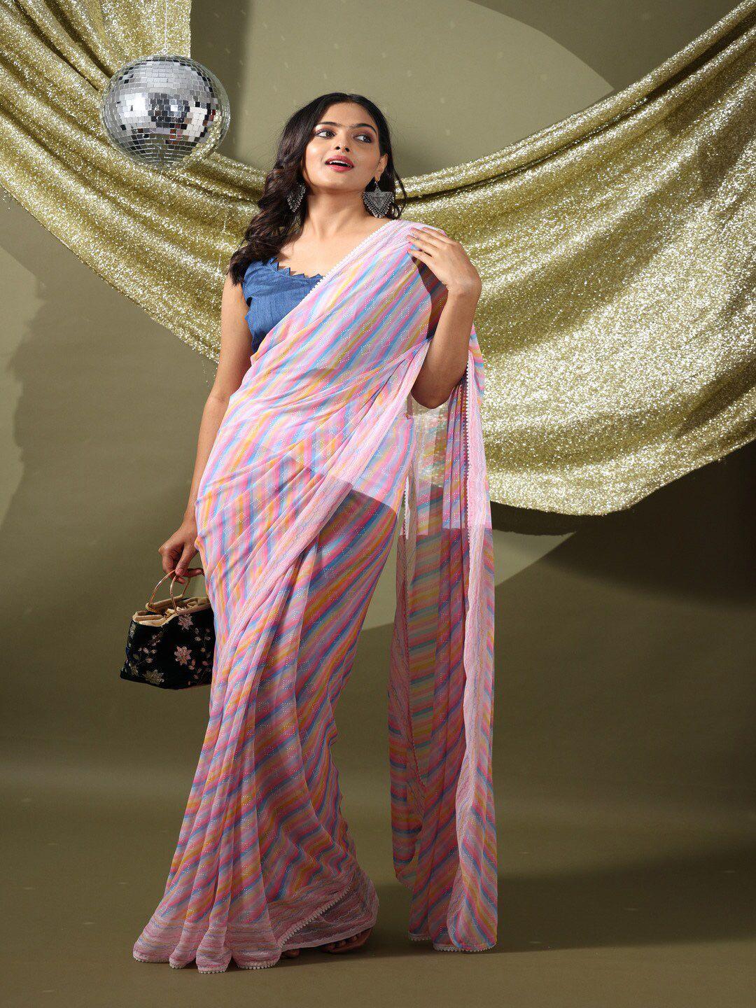 atulyam tex world striped poly georgette saree