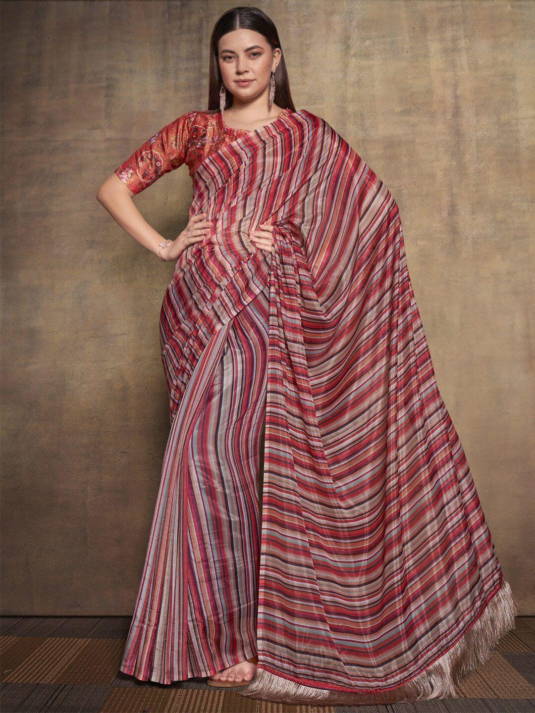 atulyam tex world striped pure silk saree with blouse piece
