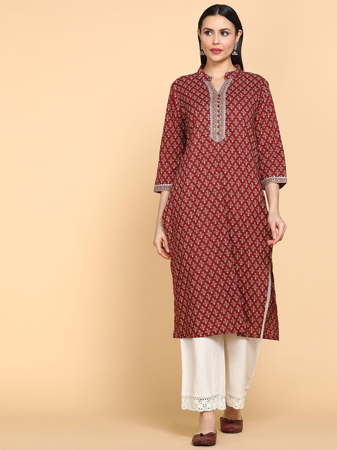 aturabi ethnic motifs printed gotta patti cotton kurta