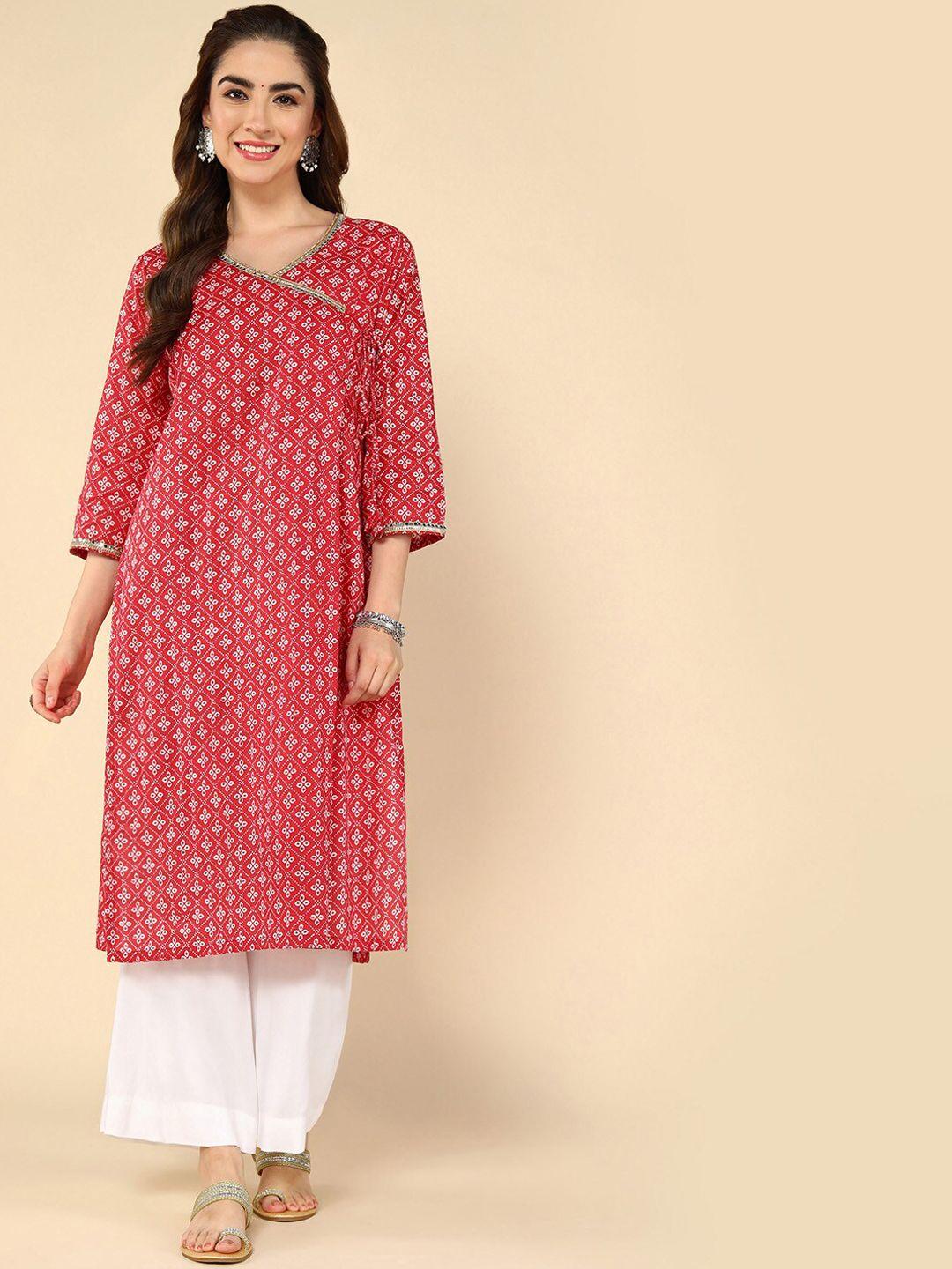 aturabi floral printed angarkha straight kurta