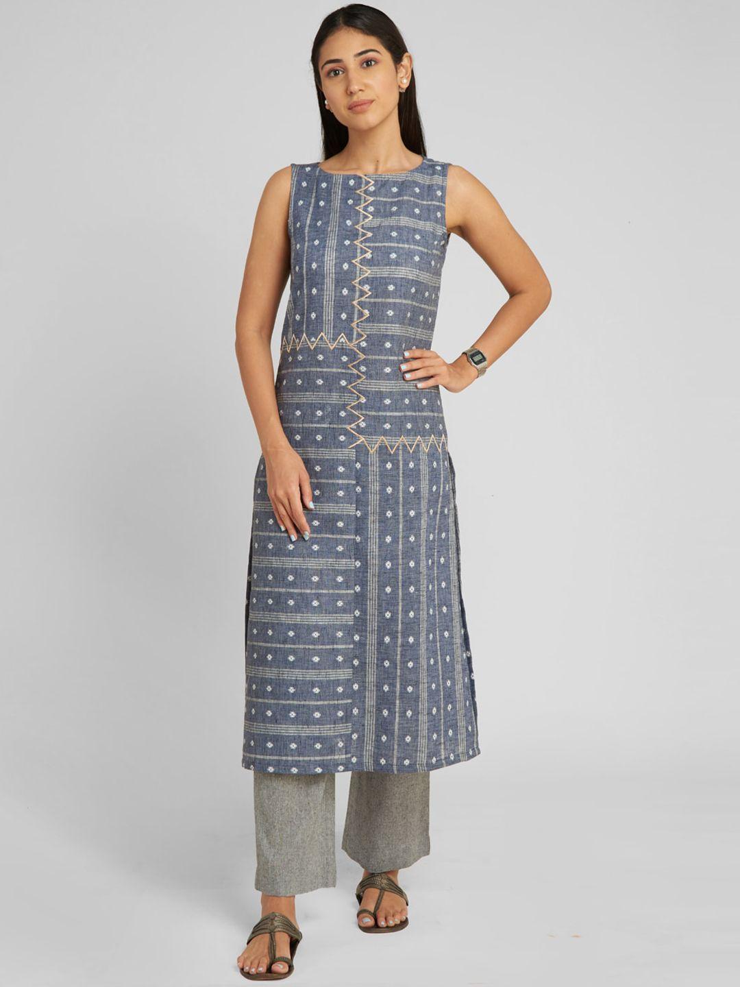 aturabi women blue geometric printed kurta