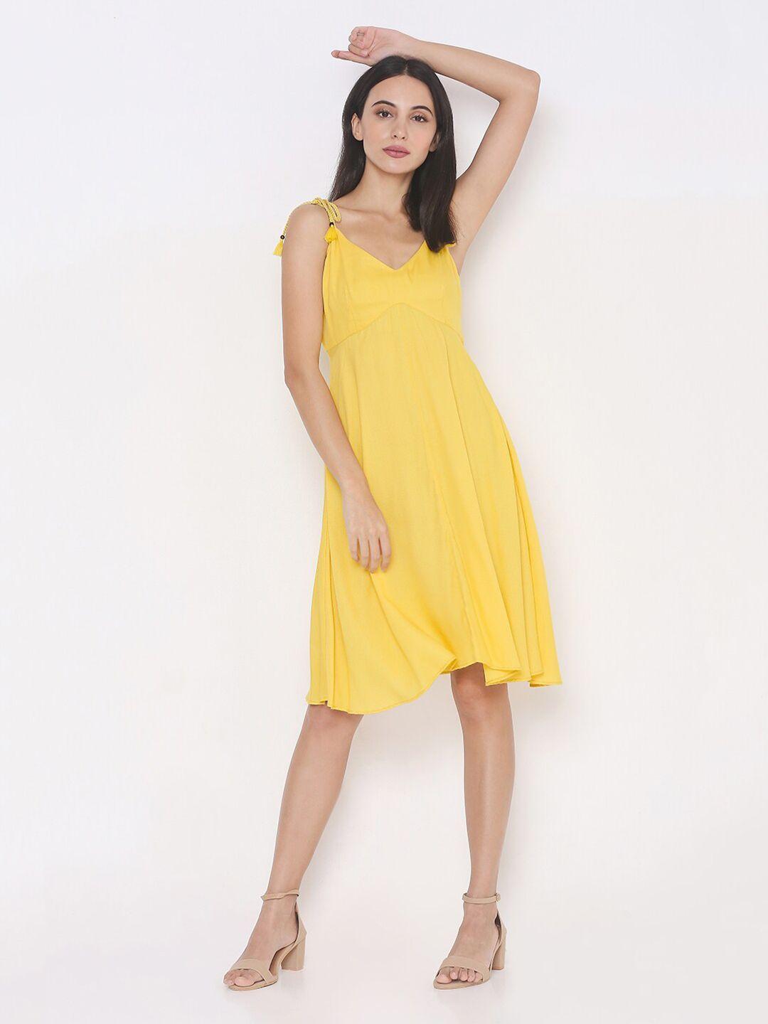 aturabi yellow a-line dress