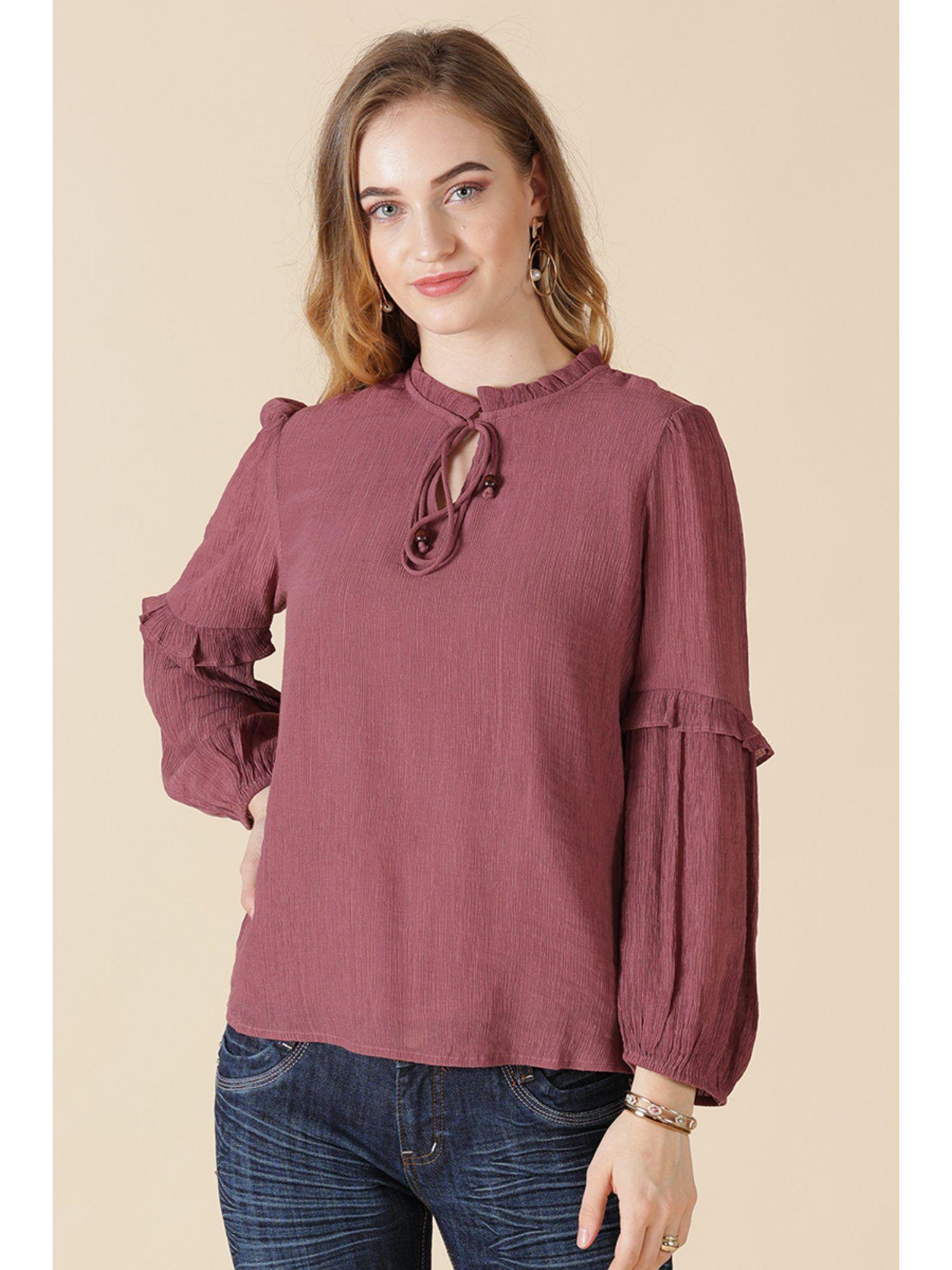 aubergine chiffon top