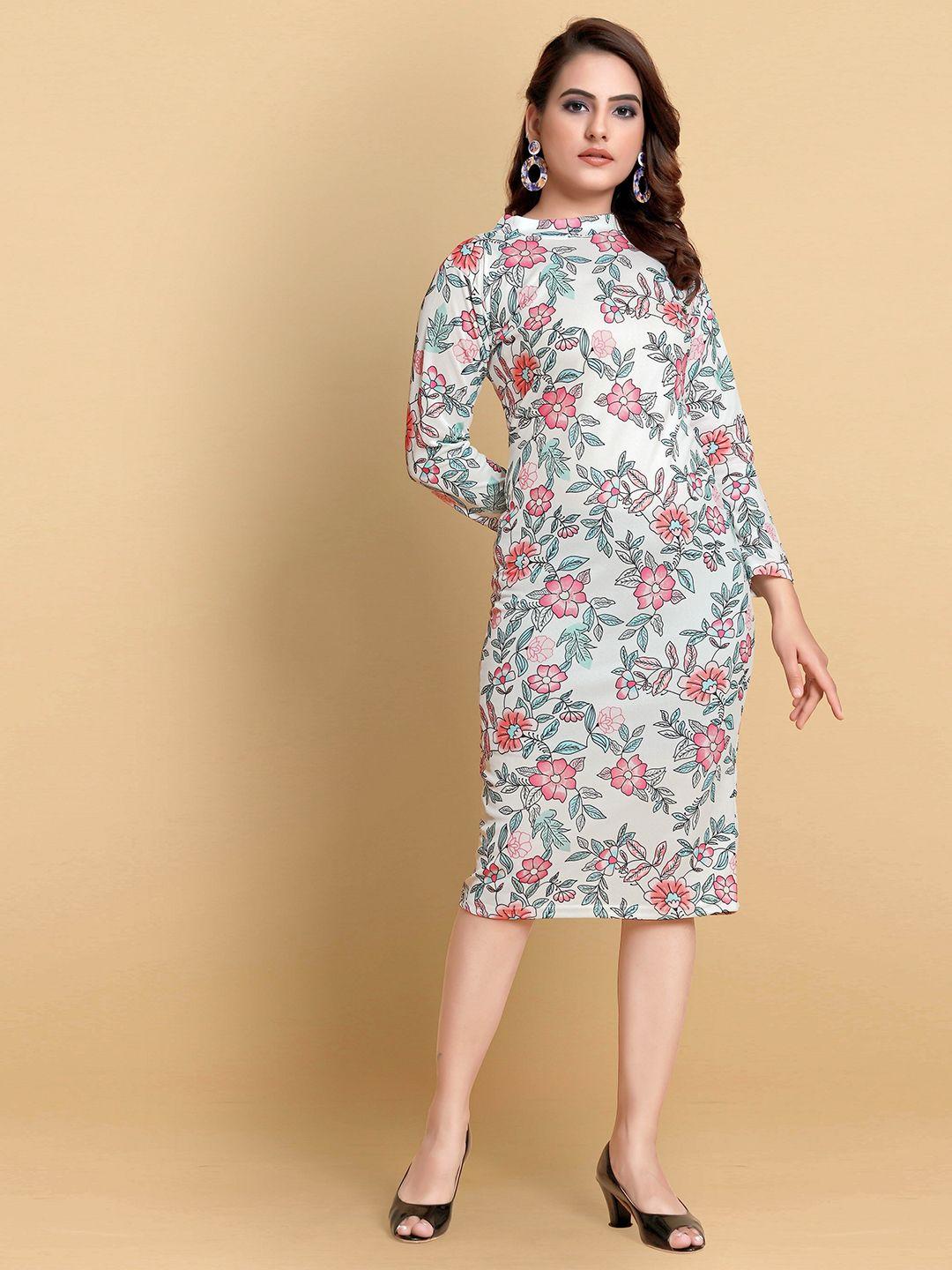 aucreations floral printed organic cotton sheath midi dress