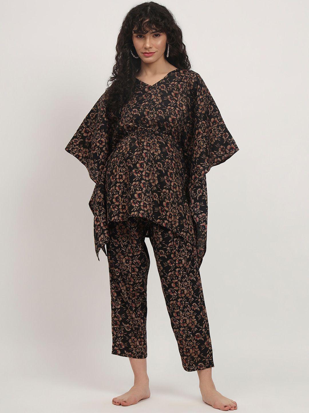 aujjessa-floral-printed-maternity-kaftan-night-suit