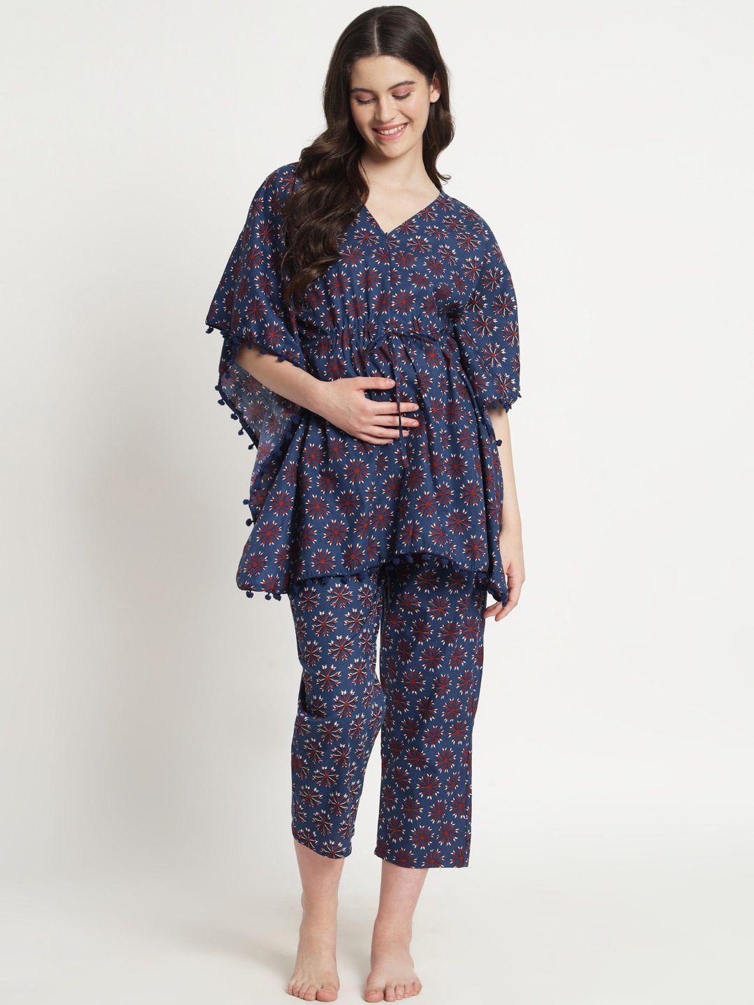 aujjessa printed maternity feeding pure cotton night suit