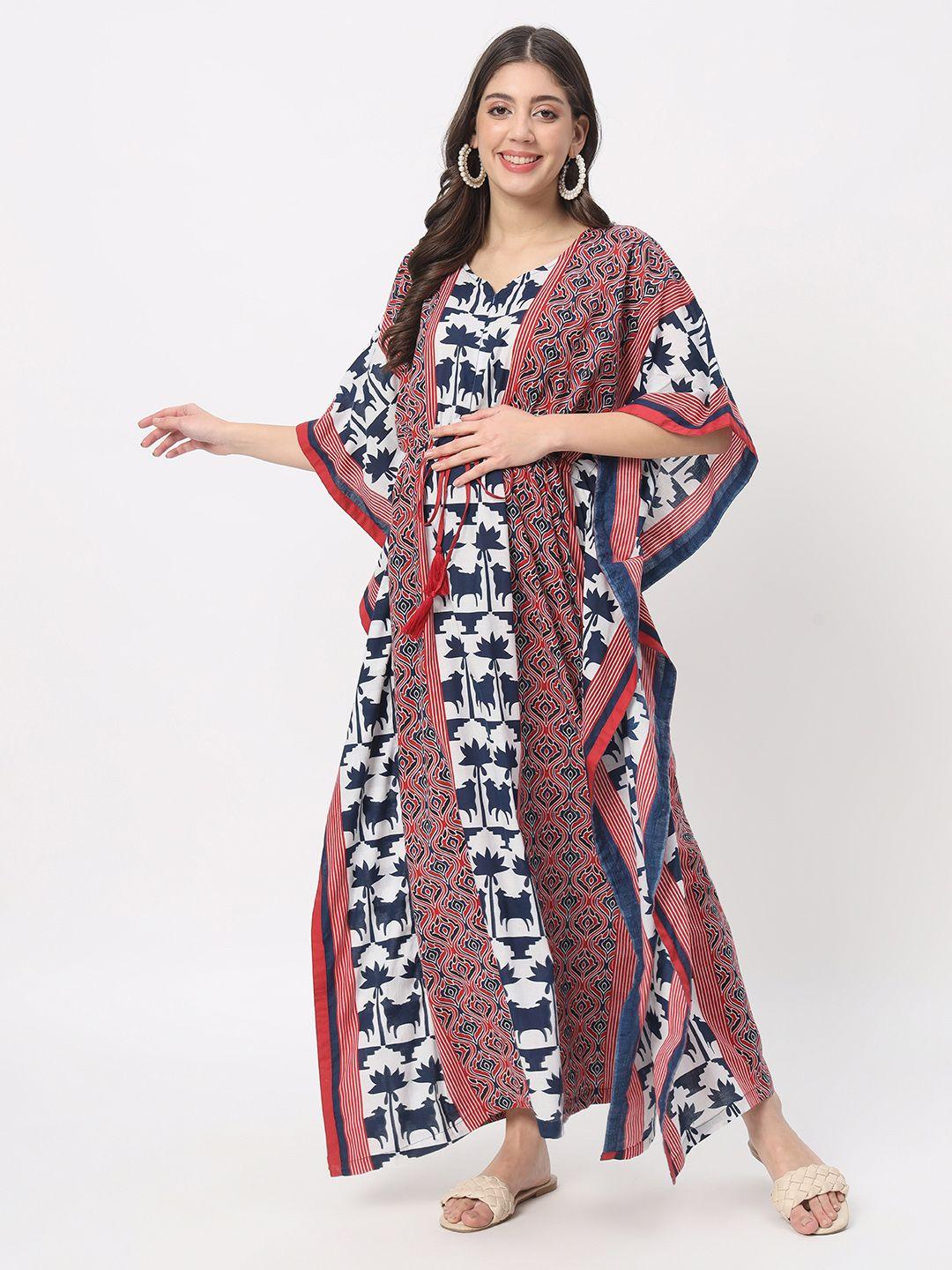 aujjessa abstract print kimono sleeve maternity cotton kaftan maxi dress