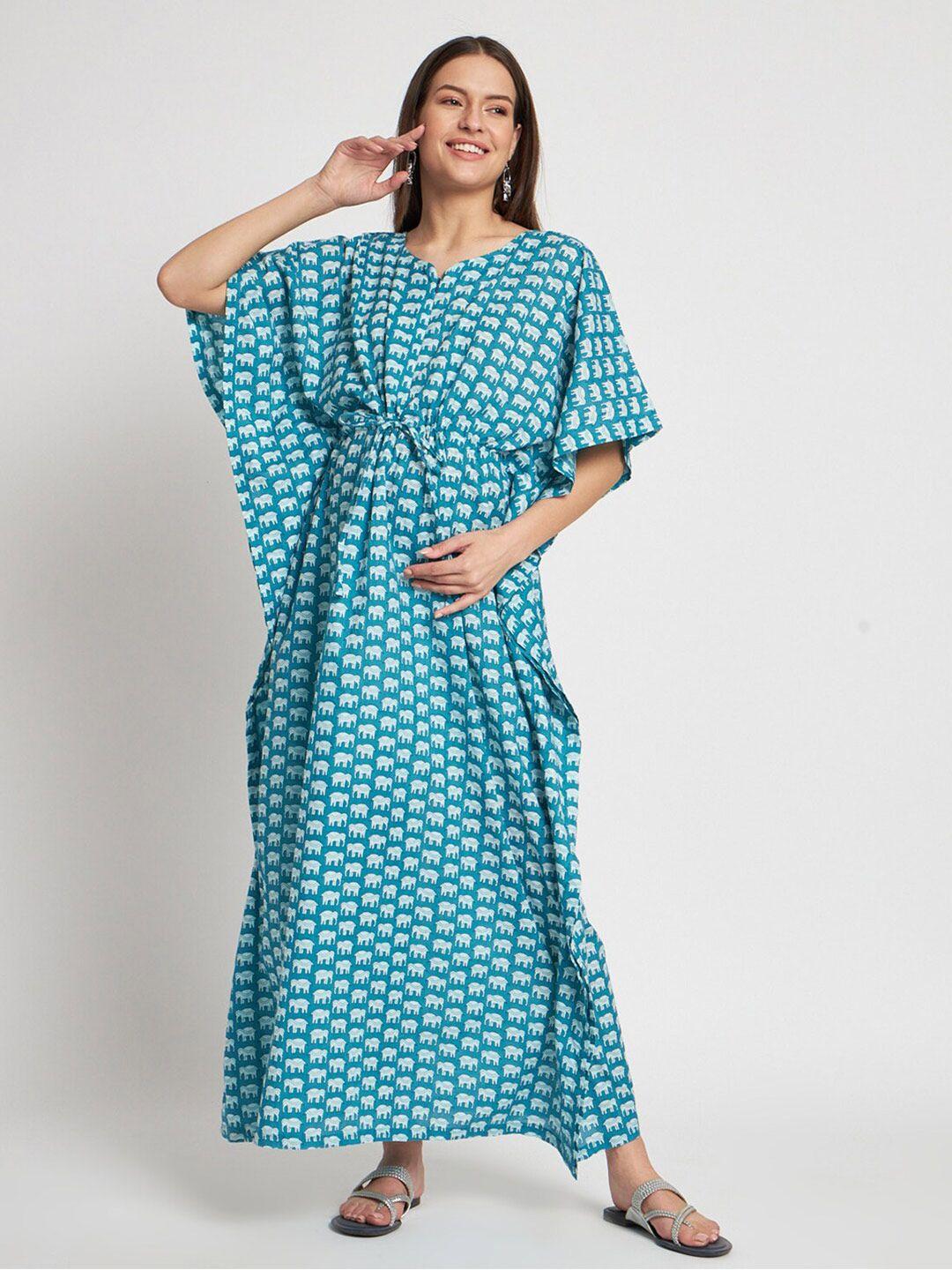 aujjessa blue polka dot print cape sleeve maternity maxi dress