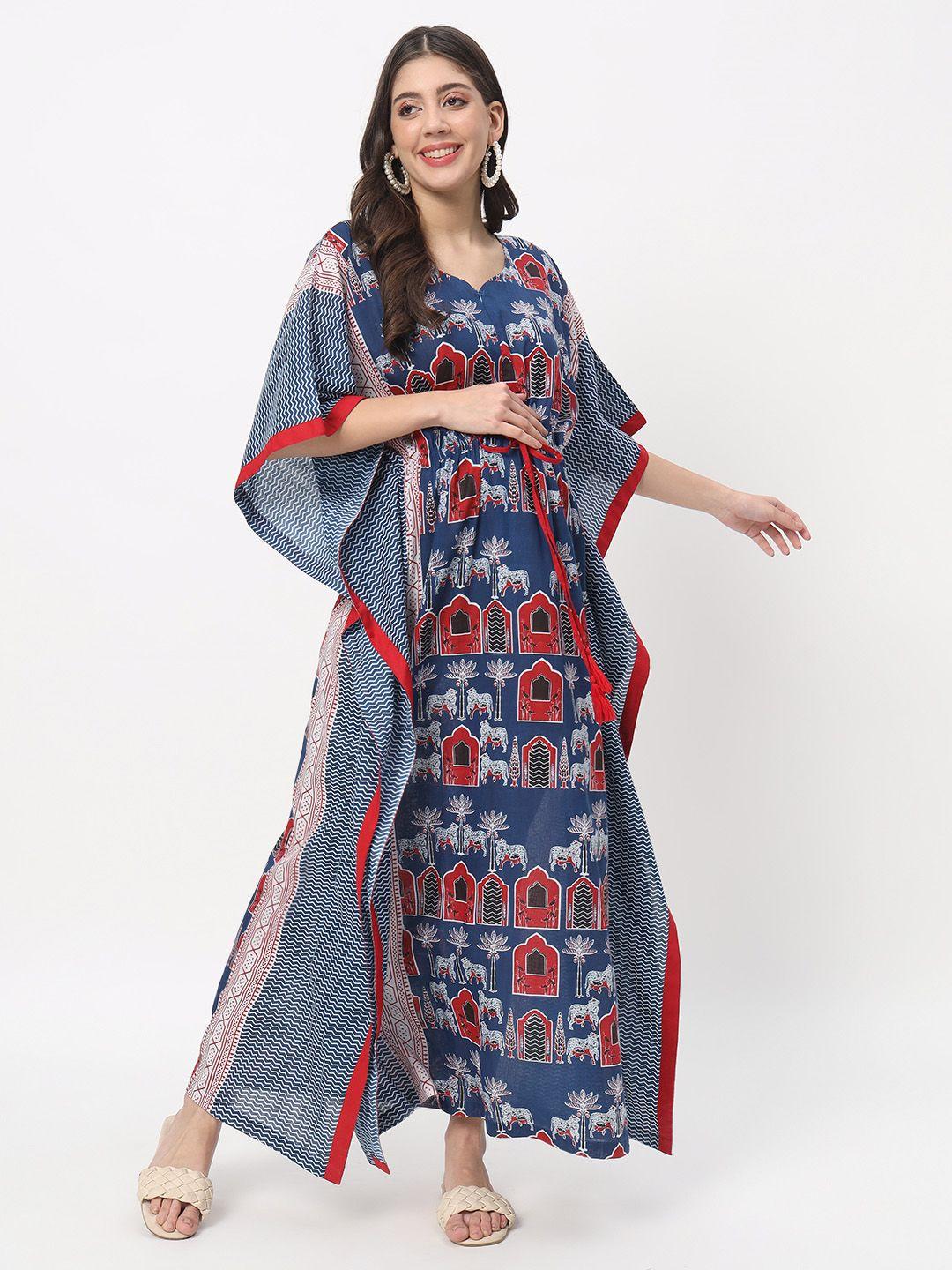 aujjessa ethnic motifs print v-neck kimono sleeve maternity kaftan maxi dress