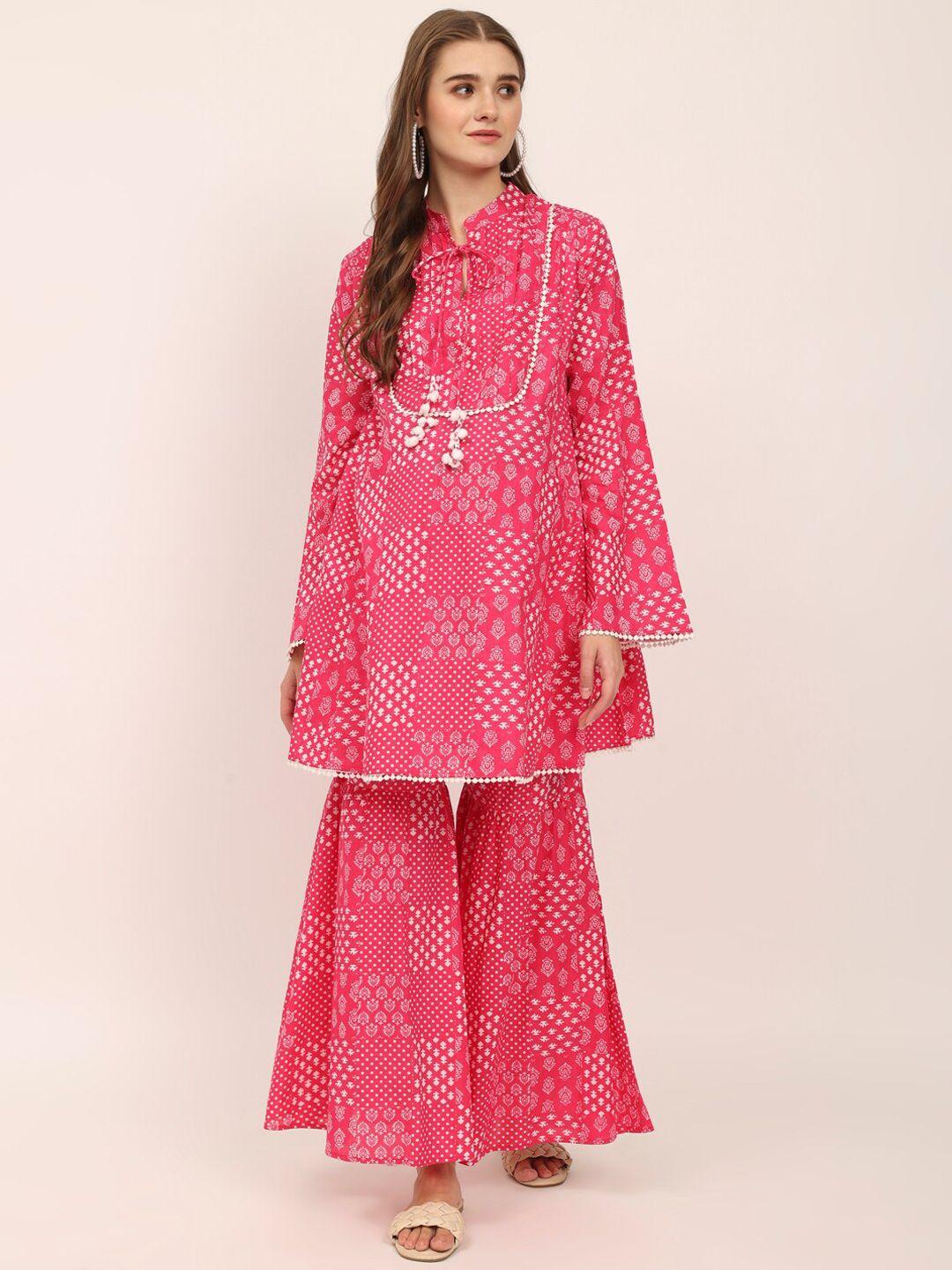 aujjessa ethnic motifs printed maternity a-line pure cotton kurta with trousers