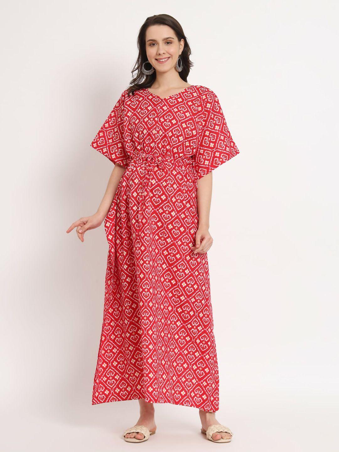 aujjessa ethnic motifs printed maternity kaftan cotton dress