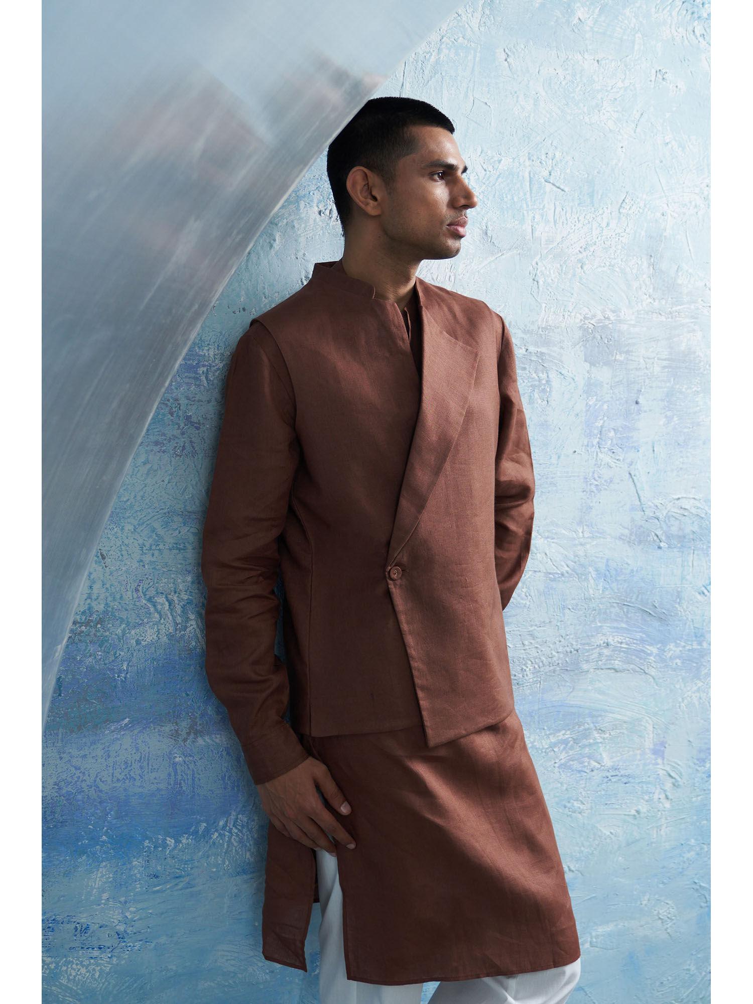 aura brown overlap jacket