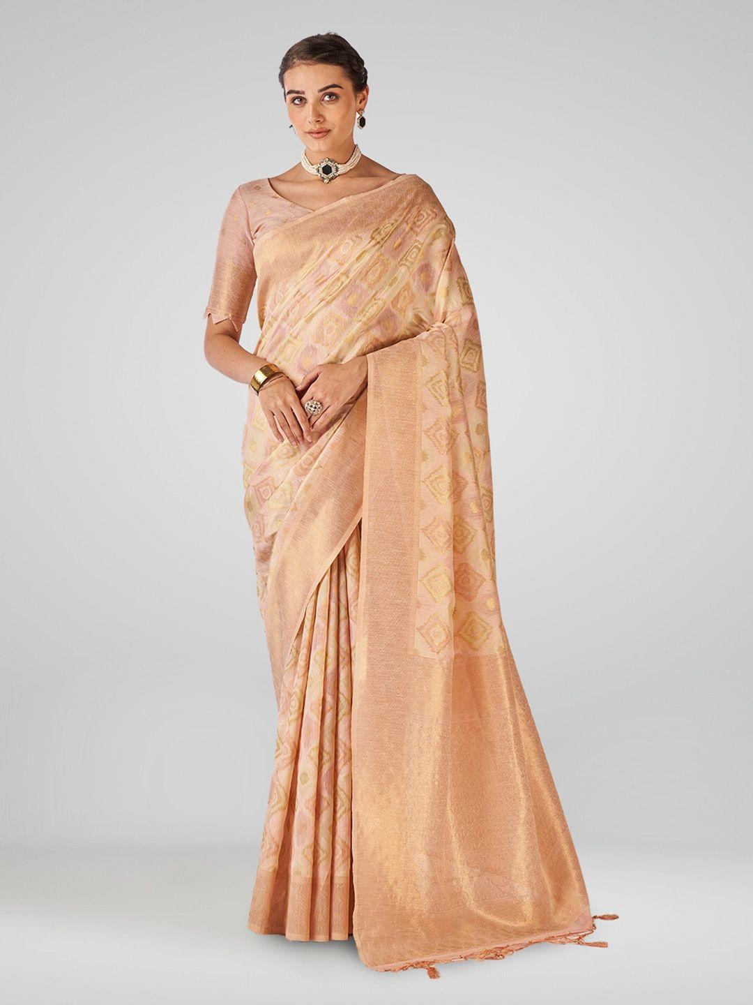 aura ethnic motifs woven design zari pure cotton saree