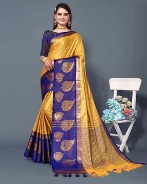 aura silk saree with contrast blouse traditional saree