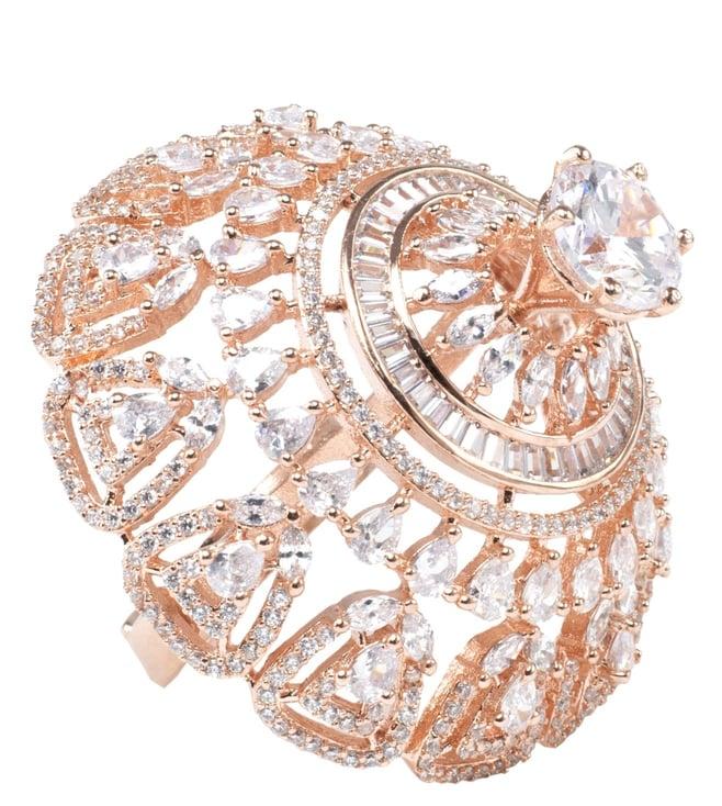 auraa trends gold plated american diamond zircon gold ring