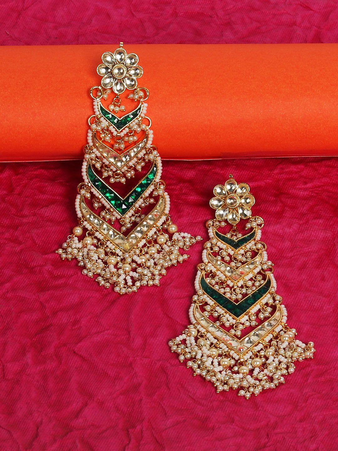 auraa trends gold-plated contemporary chandbalis earrings