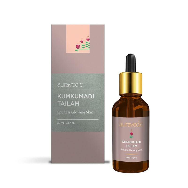 auravedic kumkumadi tailam from kerala. kumkumadi face oil for glowing skin