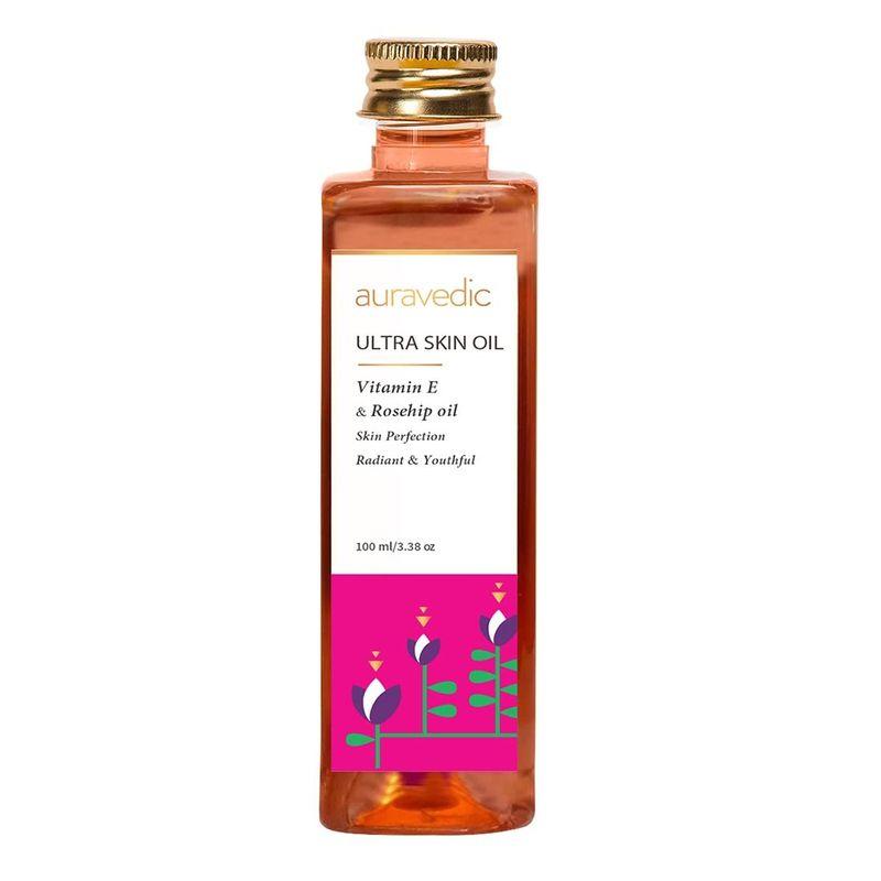 auravedic ultra skin oil with vitamin e oil ,rosehip oil , olive oil for skin, almond oil for skin