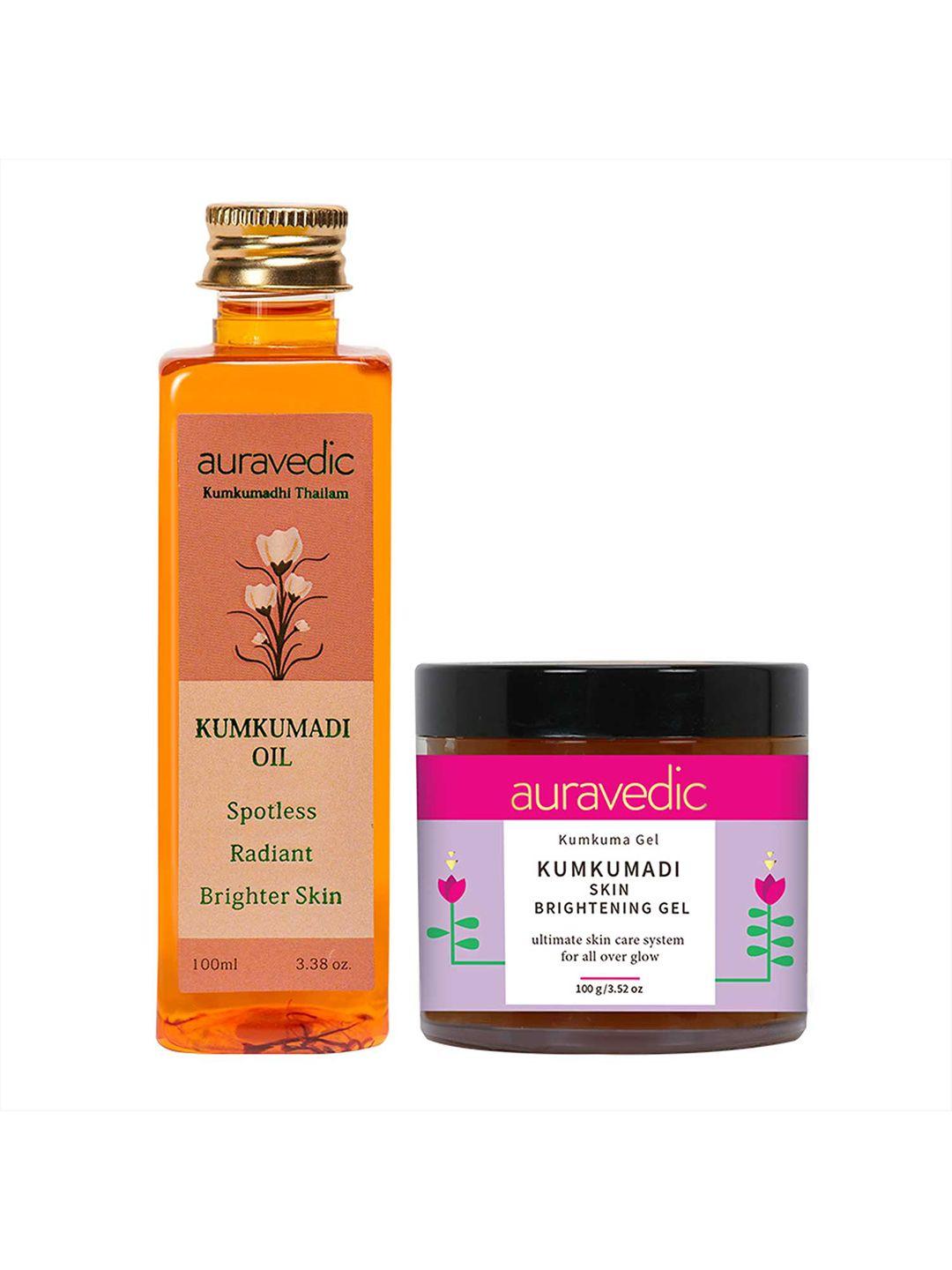 auravedic set of 2 kumkumadi oil & brightening gel