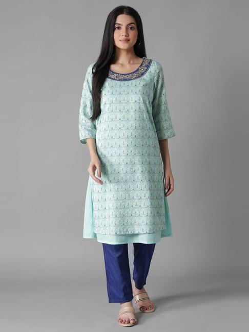 aure by aurelia blue embroidered kurta pant set