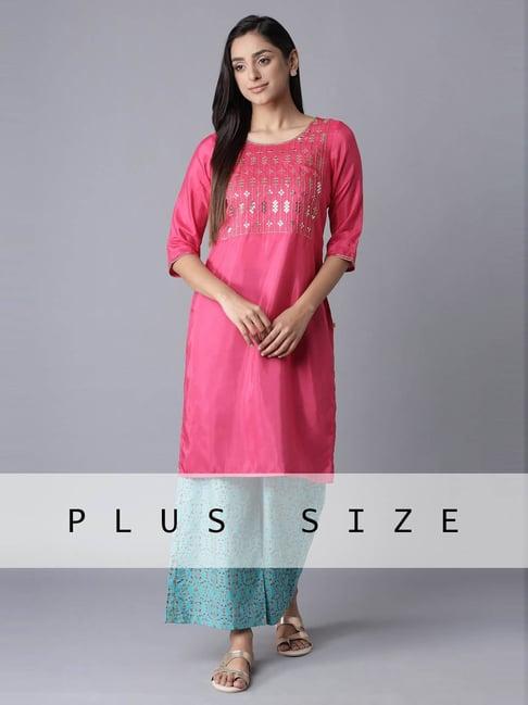 aure by aurelia pink & blue embellished kurta palazzo set