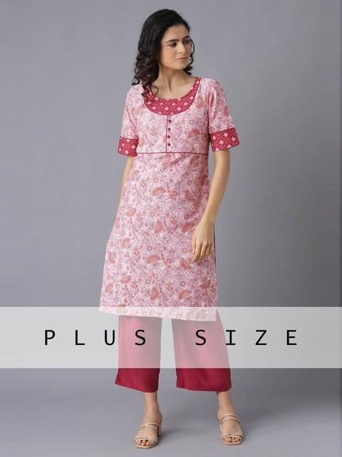 aure by aurelia pink printed kurta palazzo set